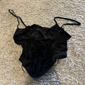 Garage Black Satin Crop Top